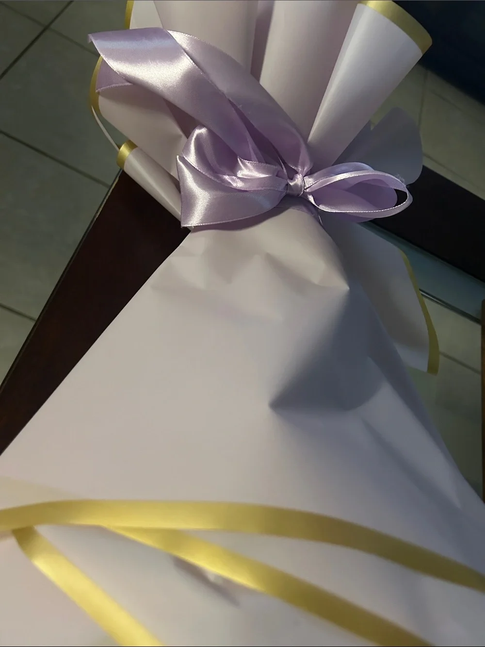 Hand Crafted Lavender Floral Crown with Gold and Pearl Accents